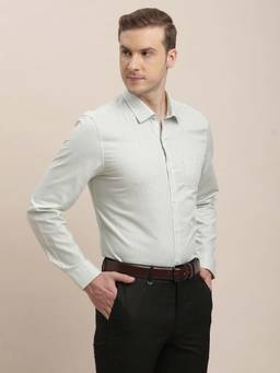 Turtle - Men Cotton Slim Fit Grey Checkered Formal Shirt