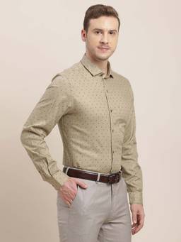 Turtle - Men Cotton Slim Fit Brown Printed Formal Shirt