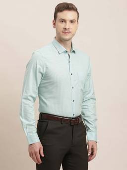 Turtle - Men Cotton Tencel Slim Fit Sky Blue Printed Formal Shirt