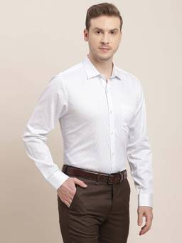 Turtle - Men Cotton Regular Fit Digital Print White Formal Shirt