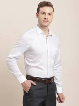 Turtle - Men Cotton Slim Fit Digital Print White Formal Shirt