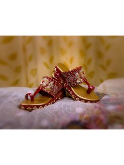 Shiveen Shiveen - Womens Palakhi Wedding Handcrafted Bridal Wedges Heels