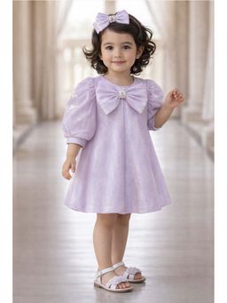 devils n angels - Elegant Purple Shimmer Puffy Sleeve Dress for Baby Girl