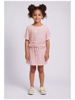 devils n angels - Girls Pink Colored Sequin Skirt with Top