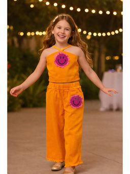devils n angels - Girls Orange Smiley Strap Co-Ord Set