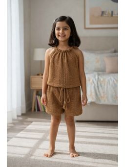 devils n angels - Brown Knitted Halter Neck Co-Ord Set