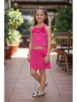 devils n angels - Pink Sleeveless Co-Ord Set for Girls