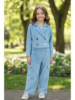 devils n angels - Sky-Blue Suede Co-Ord for Girls