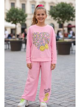 devils n angels - Pink Smiley Print Co-Ord Set
