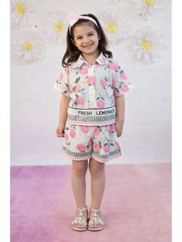 devils n angels - White and Pink Floral Cotton Co-Ord Set