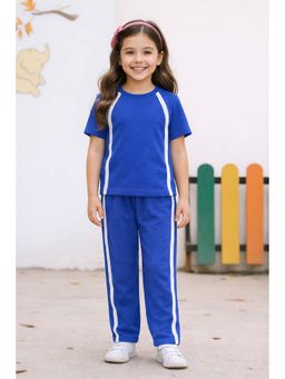 devils n angels - Blue Ribbed Side-Stripe Co-Ord Set