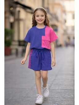 devils n angels - Girls Color Block Cotton Co-Ord Set