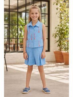 devils n angels - Blue Tassel Cotton Co-Ord Set