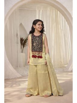 devils n angels - Ivory Floral Embroidered Sharara with Kurti