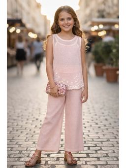 devils n angels - Peach Cotton Net Girls Co-Ord Set