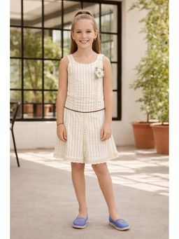 devils n angels - Ivory Lace Stripe Co-Ord Set