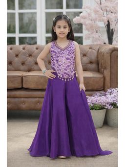 devils n angels - V-Neck Purple Printed Sharara With Top & Dupatta