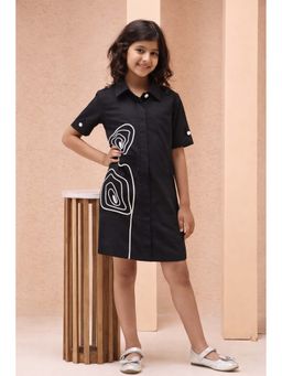 devils n angels - Girls Black Floral Party Dress