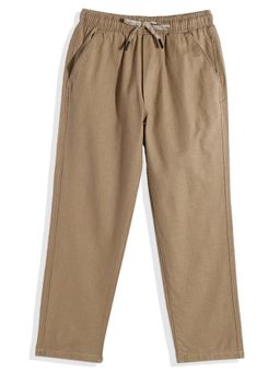 CAVIO - Boys Regular Fit Pants With Elasticated Waist And Drawstring Khaki