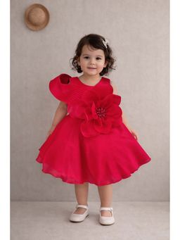 devils n angels - Pink Floral Birthday Party Frock For Baby Girl