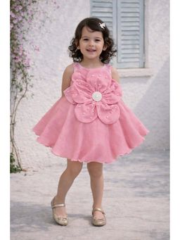 devils n angels - Baby Pink Flower Pearl Party Frock