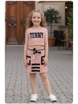 devils n angels - Casual Peach Sleeveless Top And Skirt