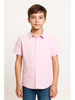 CHARCHIT - Boys Embroidered Short Sleeve Casual Shirt Pink