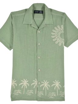 CAVIO - Boys Half Sleeves Printed Shirt Green