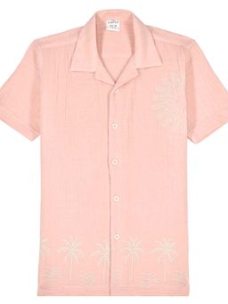 CAVIO - Boys Half Sleeves Printed Shirt Peach