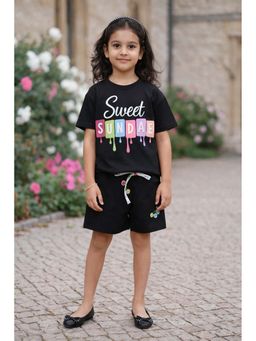 devils n angels - Kids Black Printed T-Shirt And Shorts
