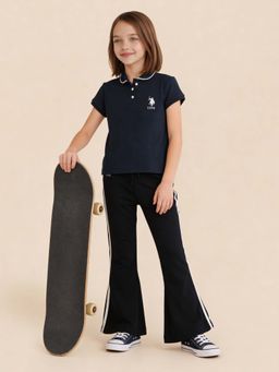 U.S. POLO ASSN. - Girls Solid Pattern Regular Fit Top Blue