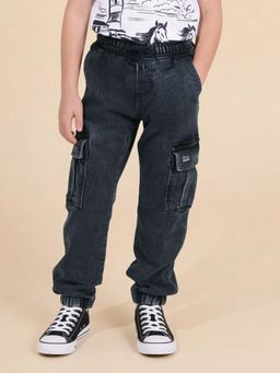 U.S. POLO ASSN. - Kids Boys Mid Rise Regular Fit Cargo Jeans Grey