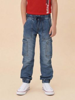 U.S. POLO ASSN. - Kids Boys Relaxed Fit Stone Washed Jeans Blue