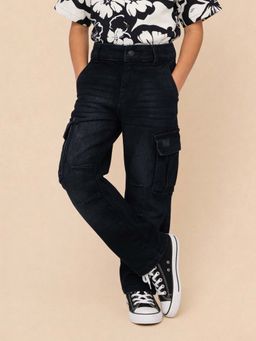 U.S. POLO ASSN. - Kids Boys Mid Rise Regular Fit Cargo Jeans Blue
