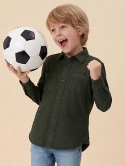 U.S. POLO ASSN. - Kids Boys Solid Twill Shirt Green