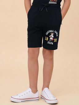 U.S. POLO ASSN. - Kids Boys Graphic Printed Regular Fit Shorts Black