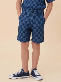 U.S. POLO ASSN. - Kids Boys Chequer Brand Printed Relaxed Fit Shorts Blue