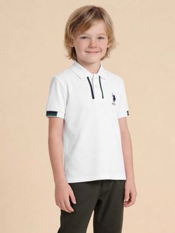 U.S. POLO ASSN. - Kids Boys Solid Regular Fit Polo Shirt White