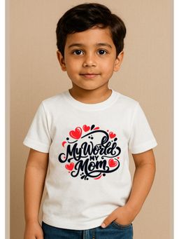 BLUSHES - Half Sleeves My World My Mom Typography T-Shirt