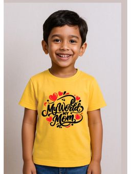 BLUSHES - Half Sleeves My World My Mom Typography T-Shirt