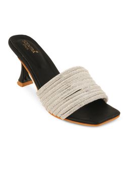 SCENTRA - Quincy Black Embellished Heel Sandals