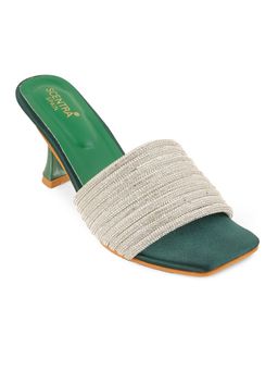 SCENTRA - Quincy Green Embellished Heel Sandals