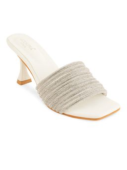 SCENTRA - Quincy White Embellished Heel Sandals