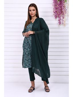 Aurelia - Green Self Design Pure Cotton Dupatta
