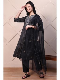 Folksong - Black Sequined Sheer Organza Tassel Dupatta