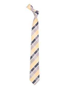 The Tie Hub - Yellow With Grey And Blue Checks 50% Silk, 50% Cotton Necktie