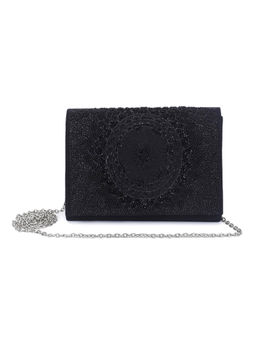 The Purple Sack - Black Embroidered Sling Bag