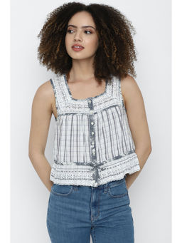 American Eagle - Women White Bubble Crop Top