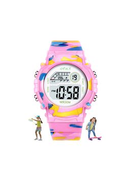 Spiky - Camouflage Round Pink Multi Functional Sports Digital Watches Military Pattern Strap