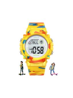Spiky - Camouflage Round Yellow Multi Functional Sports Digital Watches Military Pattern Strap